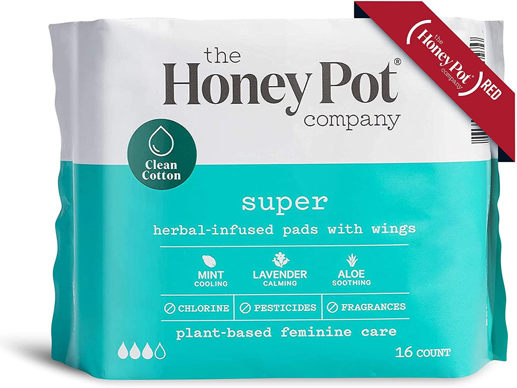 Clean Cotton Super Absorbency Pads, Herbal-Infused Pads with Wings16 Ct.