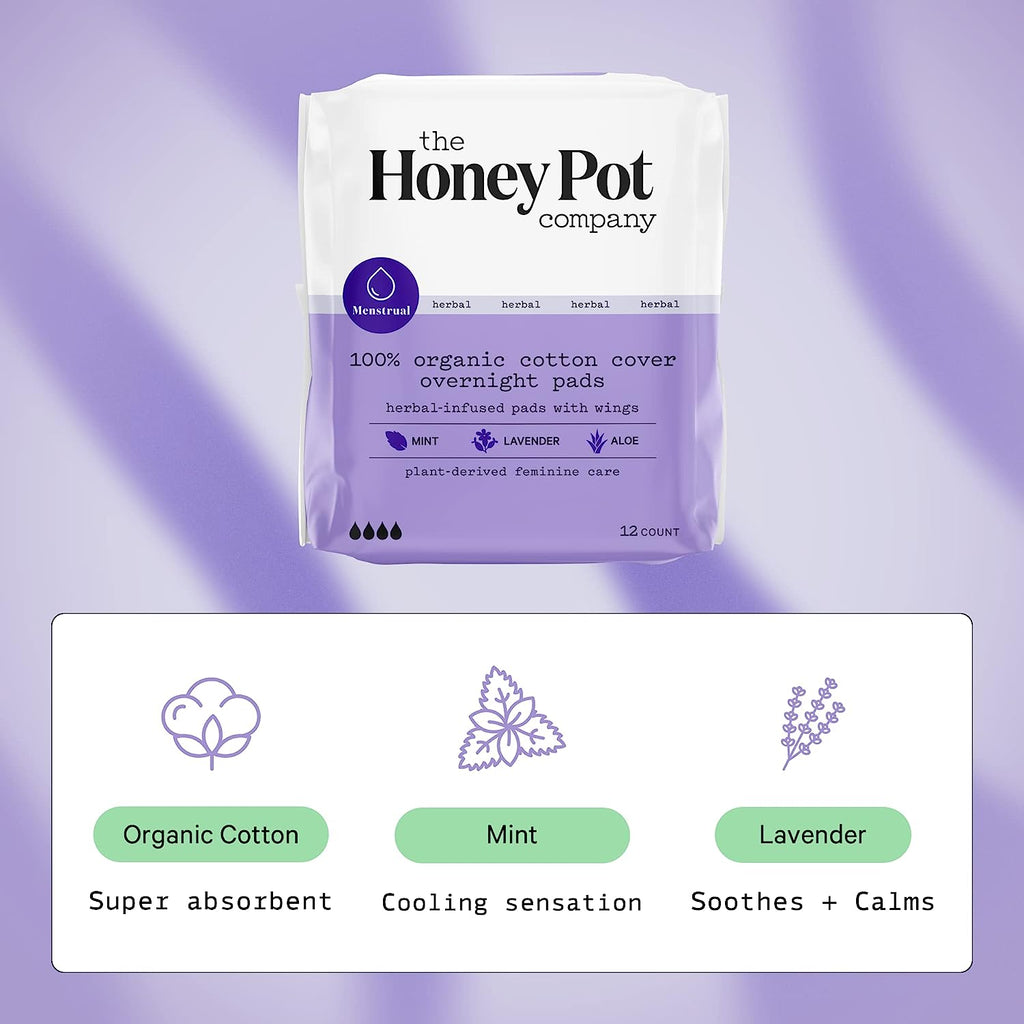 Overnight Pads with Wings. Infused W/Essential Oils for Cooling Effect 12 Ct.