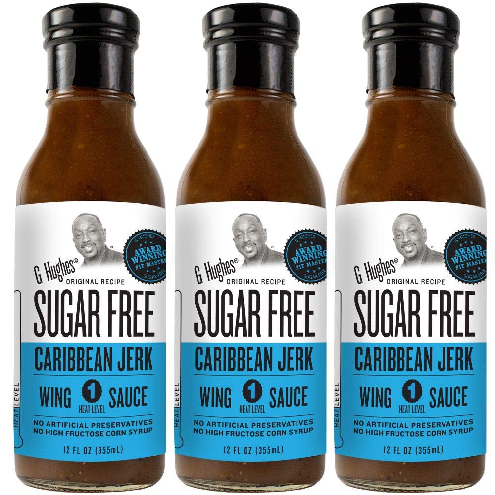 Caribbean Jerk Wing Sauce -Sugar & Gluten Free Wing Sauce, 12 Oz. (3 Pack)