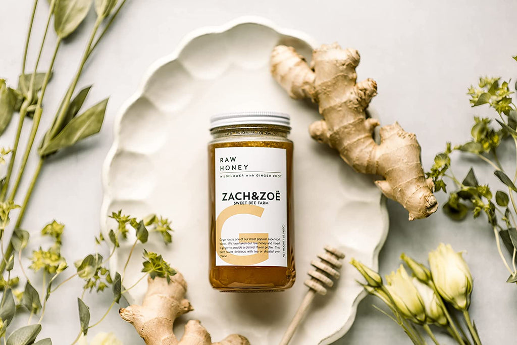 Unfiltered Raw Ginger Honey by Zach & Zoe Sweet Bee Farm – (Ginger -16Oz)