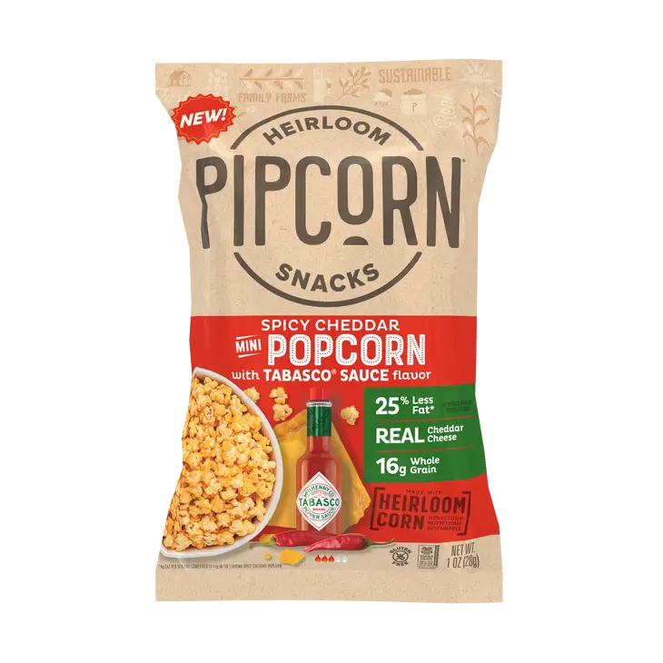 Pipcorn - Spicy Cheddar Tabasco Popcorn 1oz