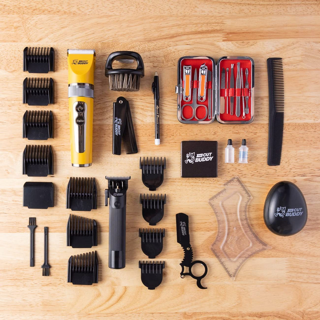 35-Piece Beginner Trimming & Clipper Kit | Hair & Facial Hair Cutting Set | Simple DIY Barber Kit for Men | as Seen on Shark Tank |