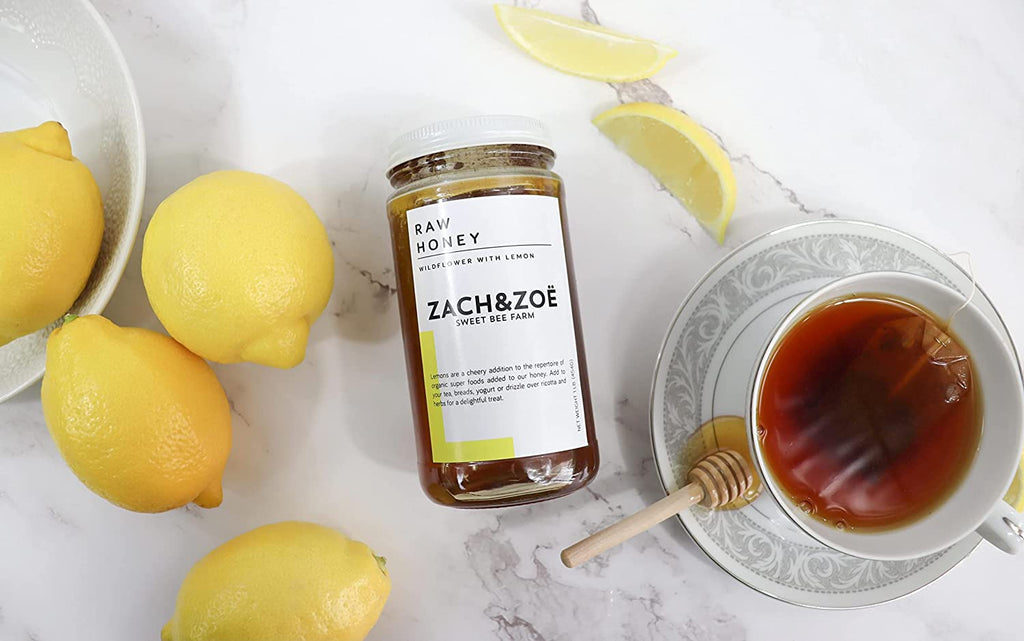 Unfiltered Raw Honey by Zach & Zoe Sweet Bee Farm – Pure Farm Raised Honey Packed with Powerful Anti-Oxidants, Amino Acids, Enzymes, and Vitamins! (Lemon - 16Oz)
