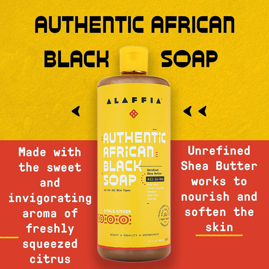 All in One Citrus Ginger Authentic African Black Soap, 32 FZ