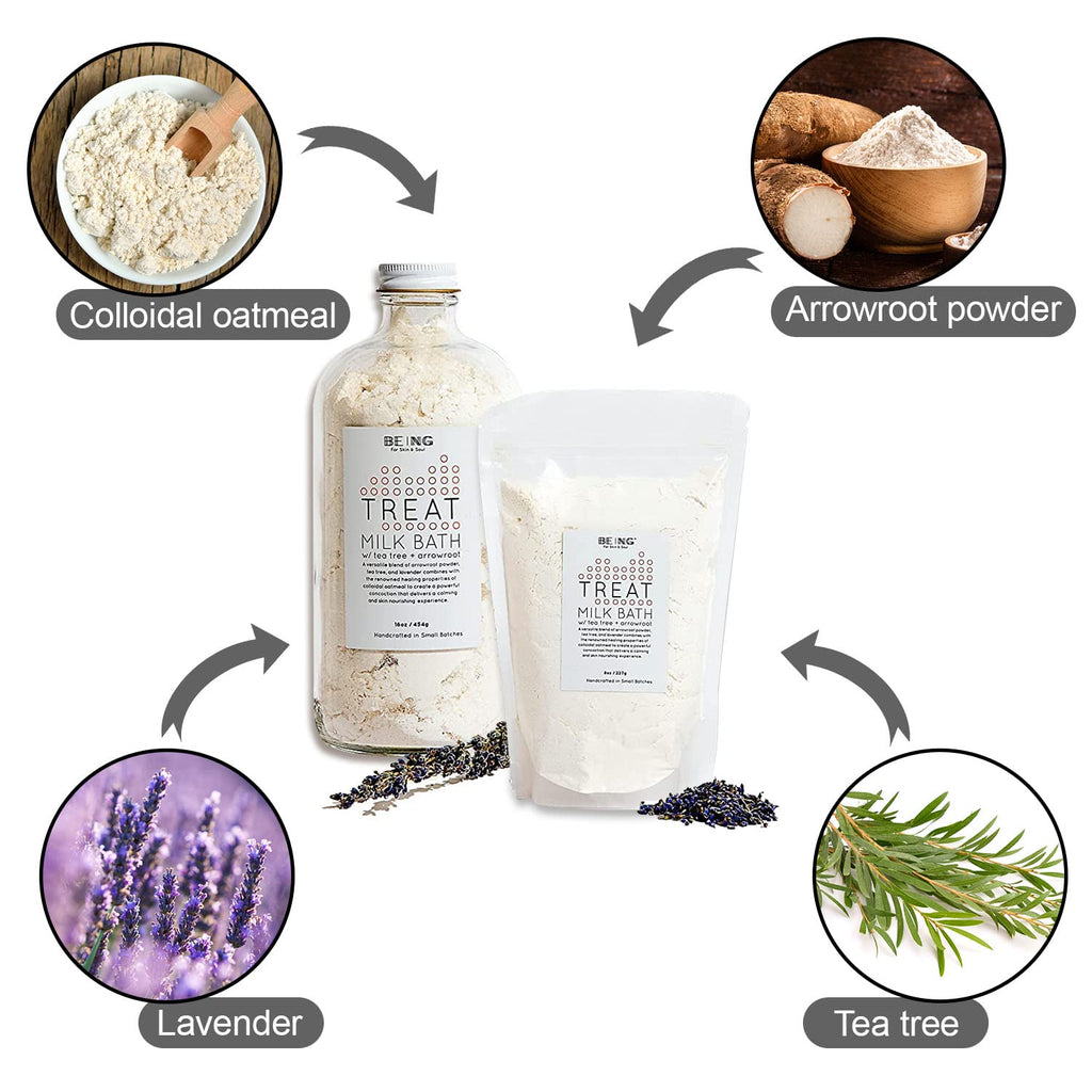 Mini Treat Milk Bath – Soothing Oatmeal Bath Soak Infused with Lavender & Tea Tree Essential Oils